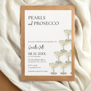 pearls and prosecco bridal shower invitation