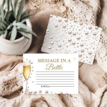 pearls and prosecco message bottle bridal shower  enclosure card