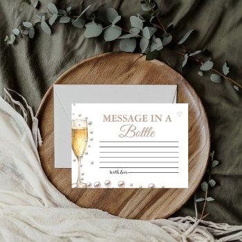 Pearls And Prosecco Message Bottle Bridal Shower  Enclosure Card Front View