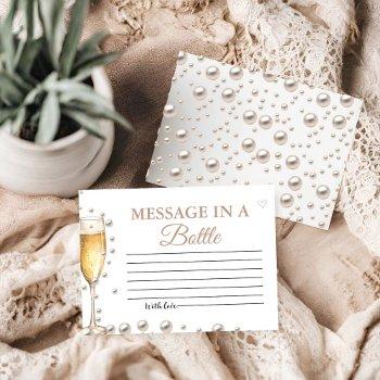 pearls and prosecco message bottle bridal shower  enclosure card