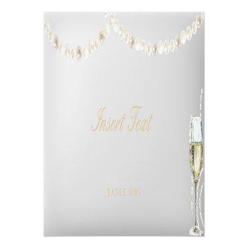 Pearls And Prosecco Place Card Name Food Label Front View