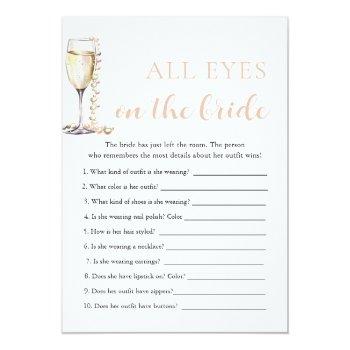 Pearls & Prosecco All Eyes On The Bride Game Invitation Front View