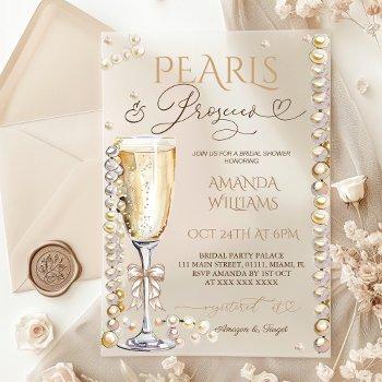 pearls & prosecco champagne elegant bridal shower  acrylic invitations