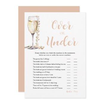 pearls & prosecco over or under bridal shower game invitation