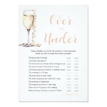 Pearls & Prosecco Over Or Under Bridal Shower Game Invitation Front View