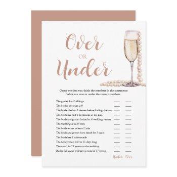 pearls & prosecco over or under bridal shower game invitation