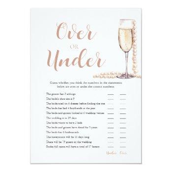 Pearls & Prosecco Over Or Under Bridal Shower Game Invitation Front View