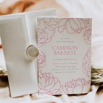 peony garden pink floral bridal shower invitation