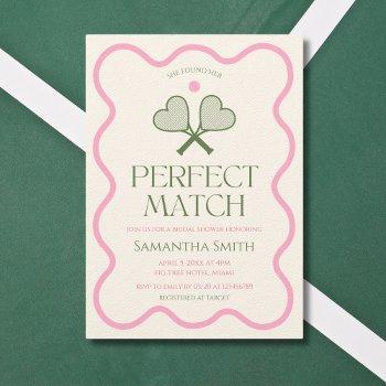 perfect match tennis pink & green bridal shower invitation