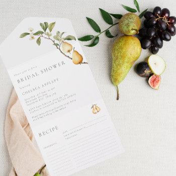 Perfect Pear Bridal Shower Recipe Card Tear Off Front View