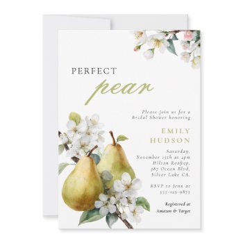 perfect pear floral bridal shower invitation