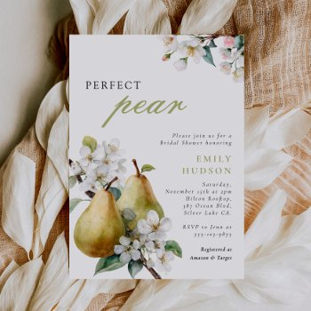 perfect pear floral bridal shower invitation