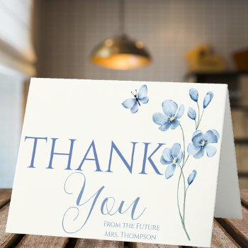 personalized dusty blue wildflower bridal shower thank you card