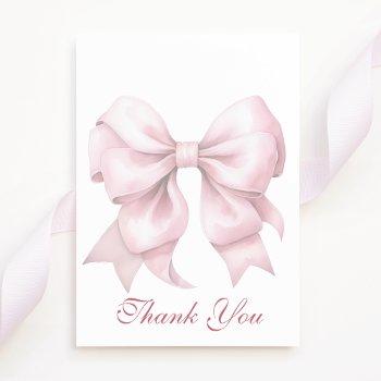 personalized pink bow bridal shower thank you card