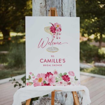 petals and prosecco bridal shower welcome sign