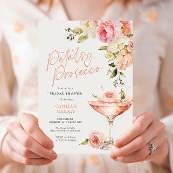 petals and prosecco pink floral bridal shower invitation