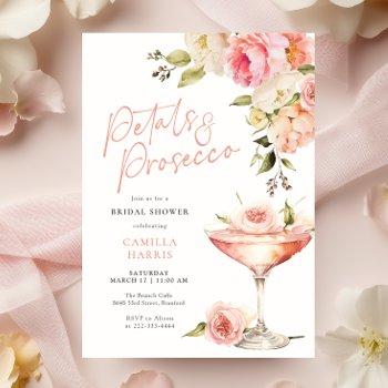 petals and prosecco pink floral bridal shower invitation