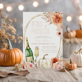 petals and prosecco pumpkin ivory bridal shower invitation