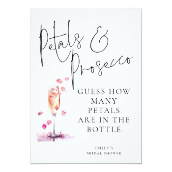 Petals Prosecco Guess How Many Bridal Shower Game Invitation Front View