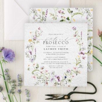 petals prosecco lavender wildflower bridal shower invitation