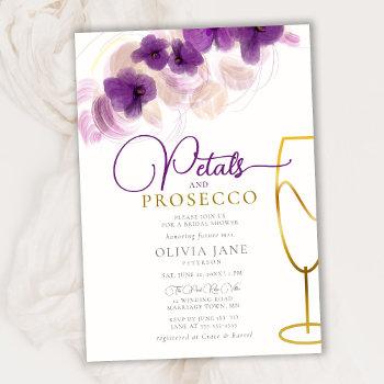 petals prosecco purple orchids boho elegant bridal invitation