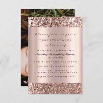 photo bridal shower rose gold drips graduation invitation