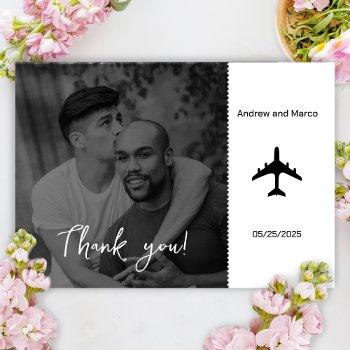 photo destination boarding pass wedding thank you card