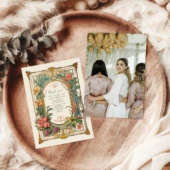 photo vintage floral art nouveau bridal shower thank you card