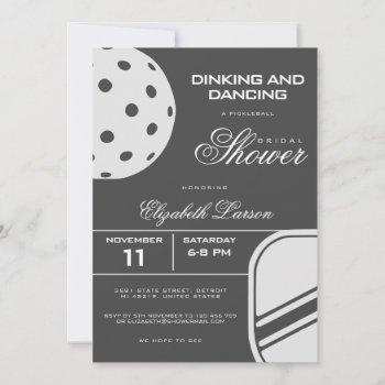 pickleball lovers bridal shower black & white invitation