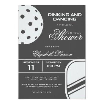 Pickleball Lovers Bridal Shower Black & White Invitation Front View