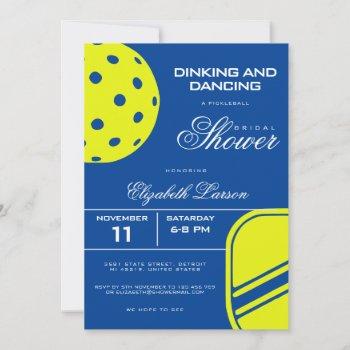 pickleball lovers bridal shower neon blue theme invitation