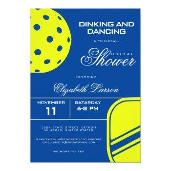 Pickleball Lovers Bridal Shower Neon Blue Theme Invitation Front View