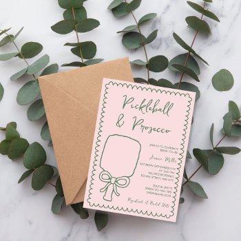 pickleball & prosecco hand drawn bridal shower invitation