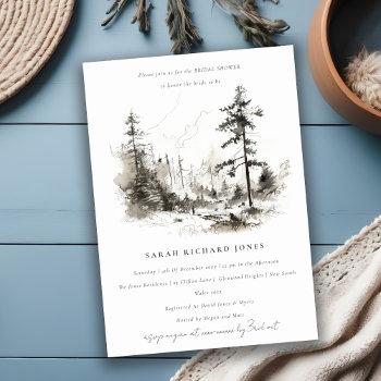 pine mountain landscape sketch bridal shower invitation