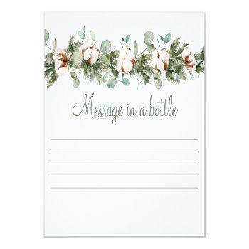 Pine Winter Bridal Shower Message In A Bottle Card Front View