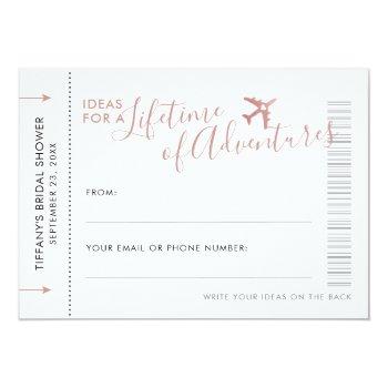 Pink Advice Card Bridal Shower Travel Date Night Front View