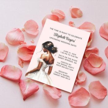 pink african american bridal shower invitation