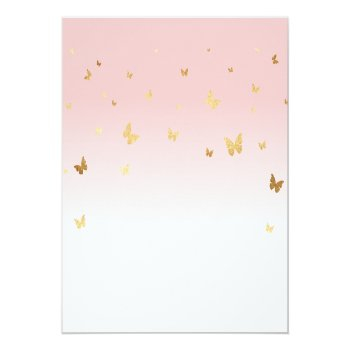 Pink And Gold Butterfly Diaper Raffle Ticket Enclosure Card Front View