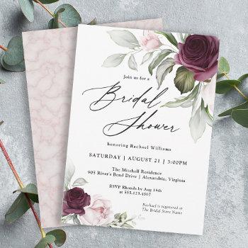 pink and plum botanical charm bridal shower invitation