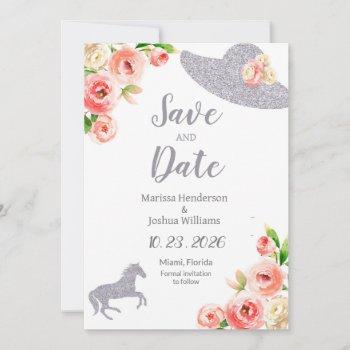 pink and silver bridal shower save the date invitation