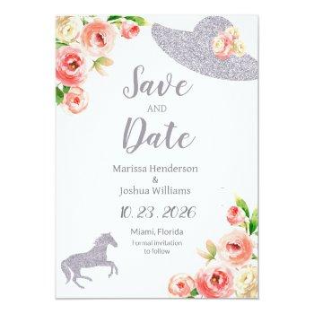 Pink And Silver Bridal Shower Save The Date Invitation Front View