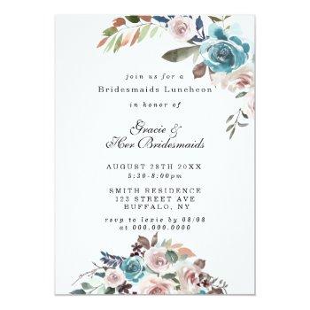 Pink And Teal Peony Bridesmaids Luncheon Invites Front View
