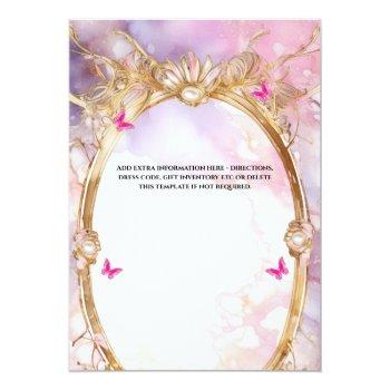 Pink Ballgown Floral Butterfly Bride To Be Bridal Invitation Front View