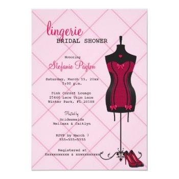 Pink & Black Lace Corset Lingerie Front View