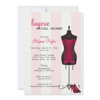 pink & black lace corset lingerie bridal shower invitation