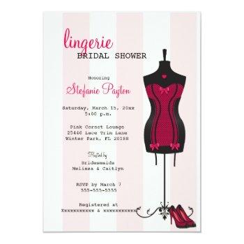Pink & Black Lace Corset Lingerie Front View