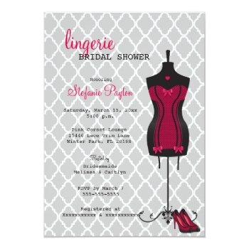 Pink & Black Lace Corset Lingerie Front View