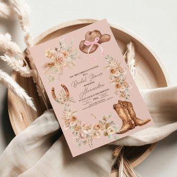 pink boho floral western bridal shower invitation