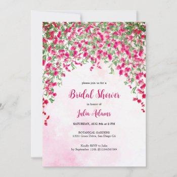 pink bougainvillea tropical forest bridal shower invitation