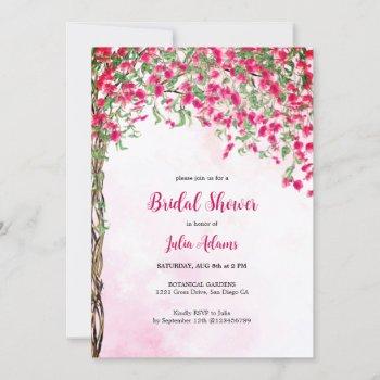 pink bougainvillea tropical forest bridal shower invitation